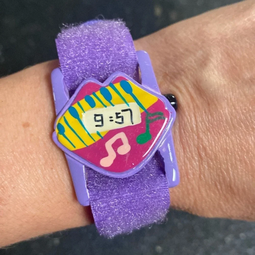 80s Colorful Purple Faux Wristwatch Bracelet